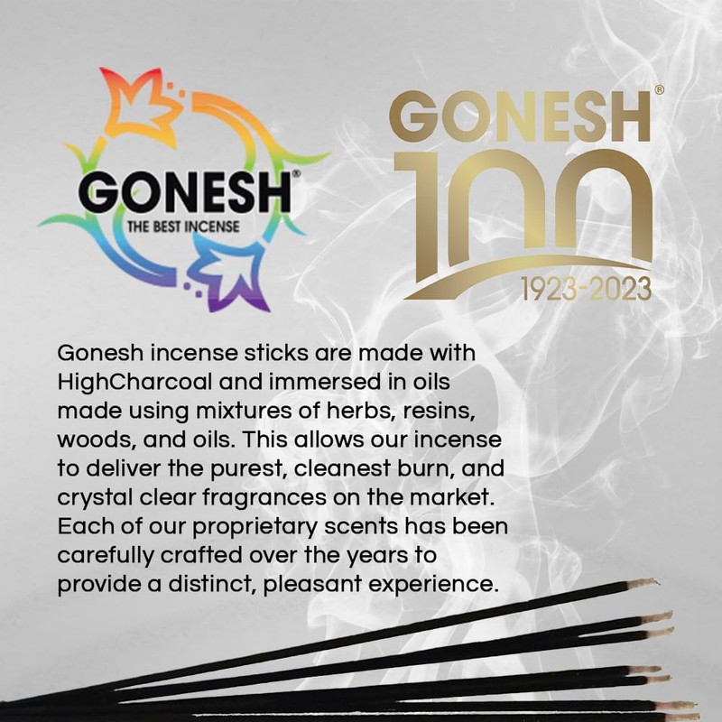 Gonesh - Extra Rich Scented Incense Sticks - Non-Toxic 10”