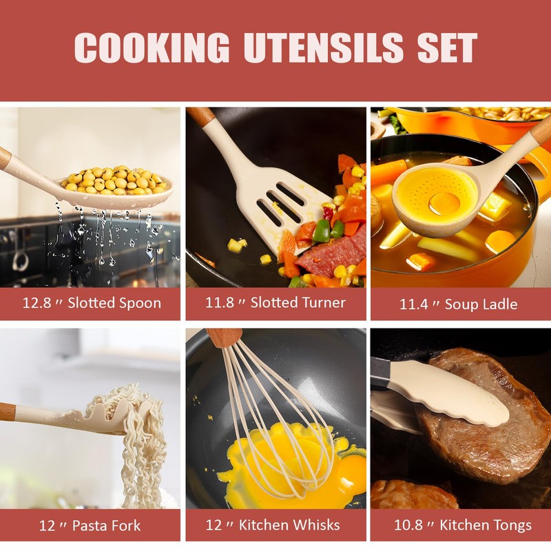 RAXCO Cooking Utensils Set,12-Piece Kitchen Utensils and Accessories,6-Piece Knife set,utensilios