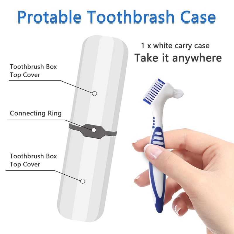Geodurn Denture Brush, 2 Pieces False Teeth Toothbrush with White