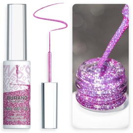 BURANO Holographic Gel Nail Polish Liner Nail Art Polish, Reflective Glitter Painted Gel Nail Design Polish 1 Bottle, Build in Thin Nail Brush Chrome Gel Curing Required 8ml (LX23)