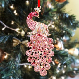 SICOHOME Peacock Christmas Ornaments - Pink Peacock Ornaments for Christmas Tree Hanging Christmas Ornaments Peacock Decorations Keepsake Gifts for Women Girls