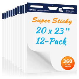 Super-Sticky Easel-Pads - Flip Chart-Paper for Teachers – Large Whiteboard & Dry-Erase-Board Paper – Ink Bleed-Resistant - 20 x 23 inch - 30 Sheets/Pad (20 x 23'', 12, Pack)