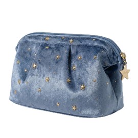 Miraikurukuru Makeup Pouch, Large Capacity, Freestanding, Makeup Pouch, Wide Opening, Velour, Cosmetic Pouch, 8.5 x 4.3 x 4.3 inches (21.5 x 10.5 x 11 cm), For Travel, Includes Dividers, Increases