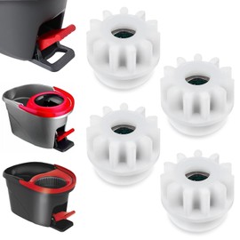 Lnngub Pack of 4 Spin Mop Replacement Parts, Plastic Spin Mop Bucket Clutch Bearing Gear Sprocket Replacement 2.5 cm Spin Gear Replacement for O-Cedar/for Vileda Easywring RinseClean (White)