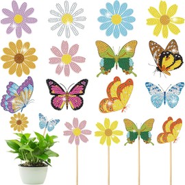 CAYUDEN Diamond Painting Schmetterling Deko Erwachsene, 12 Stück 5D Diamond Painting für Draußen und Drinnen, Gartendekoration Mosaik Bastelset Diamont-Painting Geschenk für Mama und Kinder ab 6 Jahre