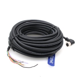 Eonvic Cognex Camera 24V Power I/O Cable CCB-PWRIO Right Angle M12 12 Pin Female A Code to Open for in Sight 2000 Series Visual Sensors in Sight 7000 8000 (15M)