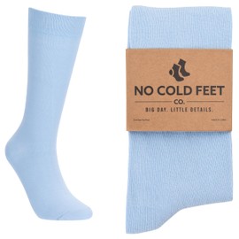 No Cold Feet Fun Colorful Novelty Socks for Men for Dress Casual Formal Groomsmen Wedding, Solid Sky Blue