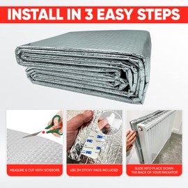 Radiator Foil Reflective Thermal Bubble Heating Insulation (5m x 60cm) Energy Saving Helps Winter Bills Easy to Cut and Install Includes Sticky Pads