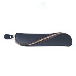 Leather Pencil Case Unique Design S Shape Zipper Pencil Case Elegant and Practical Pencil Case for School Work Office (Black(S)), Black (S)