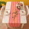 HunnmingRe Ruffle Edge Striped Table Runner 118 x 15.7 Inch