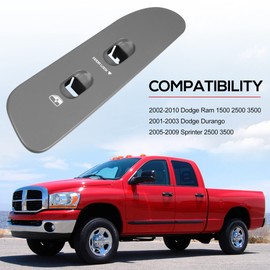 BASIKER - Cubierta para interruptor de ventana, panel de interruptor de puerta lateral del pasajero, embellecedor del bisel para Dodge Ram 1500 2500 3500 2010, color café