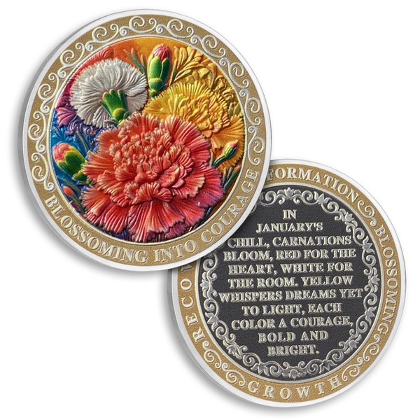 Warm Carnations Sobriety Coins, Recovery Medals - Clean NA AA