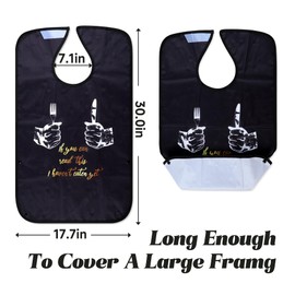 Adult Bibs-3 Pcs Washable Clothing Protector with Crumb Catcher, Reusable Waterproof Large Feeding Adult Bibs for Men Black
