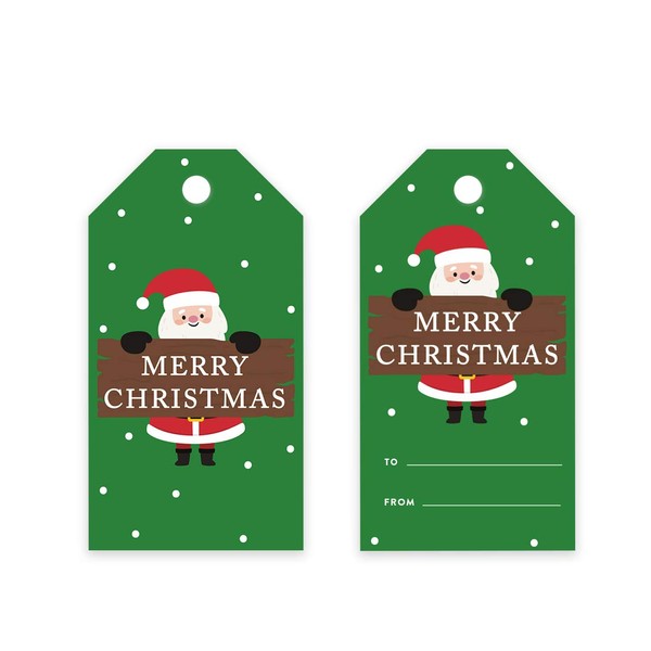 Andaz Press Christmas Holiday Season Classic Gift Tags, Merry Christmas to from Favor Tags, Santa Claus Holding Merry Christmas Sign Design, for Holiday Events, Parties, and Favors, 60-Pack