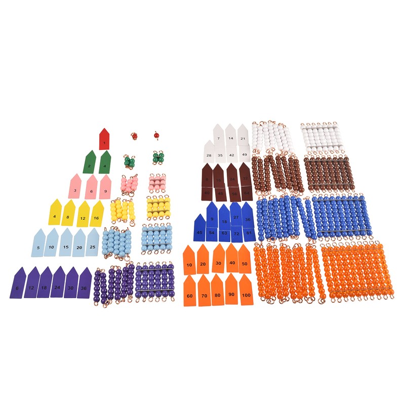 BOHS Montessori Bead Chains & Squares - Skip Counting, Multiplication,
