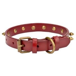 Aolove Basic Classic Adjustable Genuine Cow Leather Pet Collars for Cats Puppy Dogs