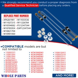 Whole Parts Washer Suspension Rod Kit Part # W11130359 - Replacement & Compatible With Some Whirlpool Washing Machines - Non-OEM Whirlpool Appliance Parts & Accessories - 2 Yr Warranty