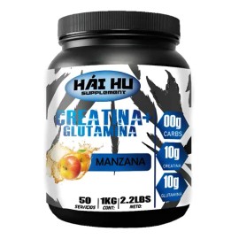 Creatina Glutamina Hái Hu 1Kg Manzana 50 Servicios Monohidratada                                                                                      