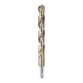 sourcing map 1/4" Hex Shank Drill Bit 15/32" Gold Oxide M35 High Speed Steel Twist Drill Bit 135 Degree Split Point Tip Drilling Tool with Quick Change Hex Shank for Metal Wood Plastic