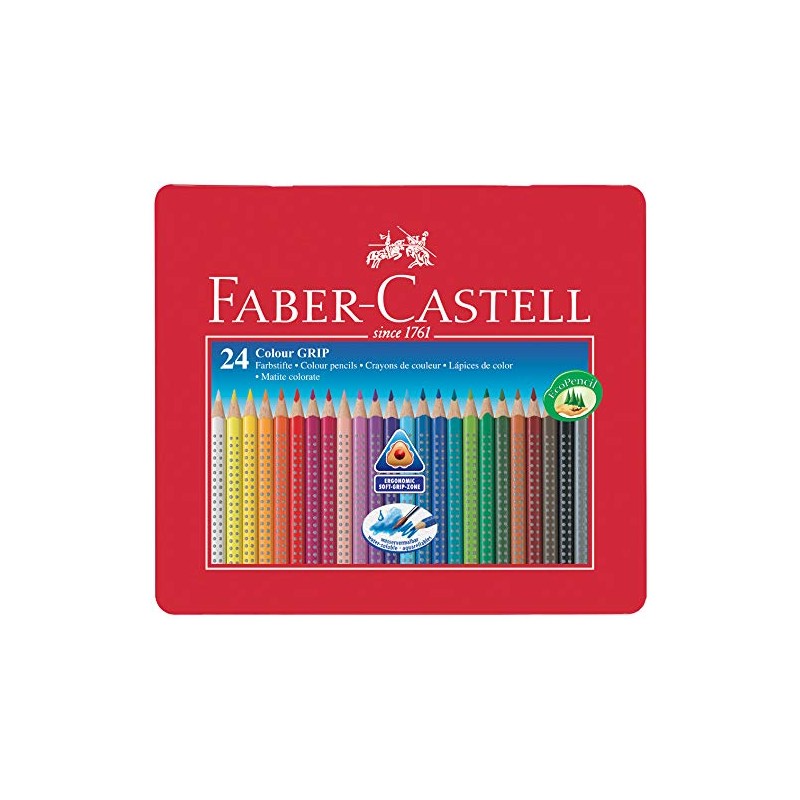 FABER-CASTELL Triangular Colouring Pencils Colour Grip Pack of 12 -