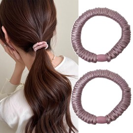Kasune Hair Elastics, Silk Scrunchie, For Adults, Non-Trace Hair Elastics, Fashionable, Adults, Women's, Non-Trace Hair Elastic, Set of 2, Friction Relief, Anti-Static, Gentle for Hair, Black, Hair