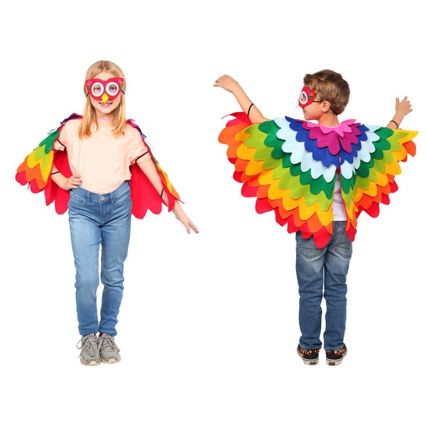 Dress Up America Parrot Costume - Cute, Fun, Flying Parrot Costume for Kids (Toddler 4/Small 4-6) Multicolored