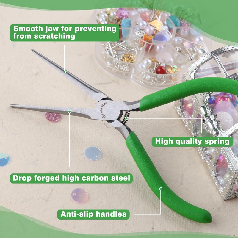 SPEEDWOX Needle Nose Pliers for Jewelry Making Smooth Jaws Long