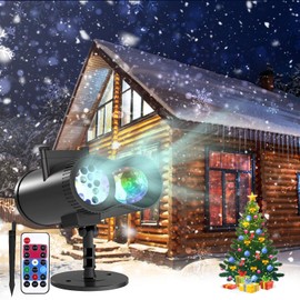 TeqHome Christmas Snowflake Projector Lights, Christmas Decorations Lighting Projector with Santa Claus Patterns, IP65 Waterproof Holiday Projector Decorative for Indoor/Outdoor Xmas Holiday Garden