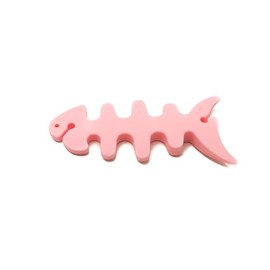 SYSTEM-S Kabelmanager Wrap Kabelaufroller Fischform Silikon Aufwickler Kabelschutz für Kopfhörer in Pink
