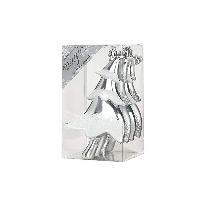 4 Pieces Plastic Tree 14.5 cm (Silver) PVC Shatterproof //