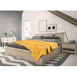 sleepling Cuddly Waffle Look Sofa Blanket, Skin-friendly, Temperature-Regulating, 100% Cotton, Ökotex Made in Green 100, Washable, 150 x 200 cm, Saffron Yellow