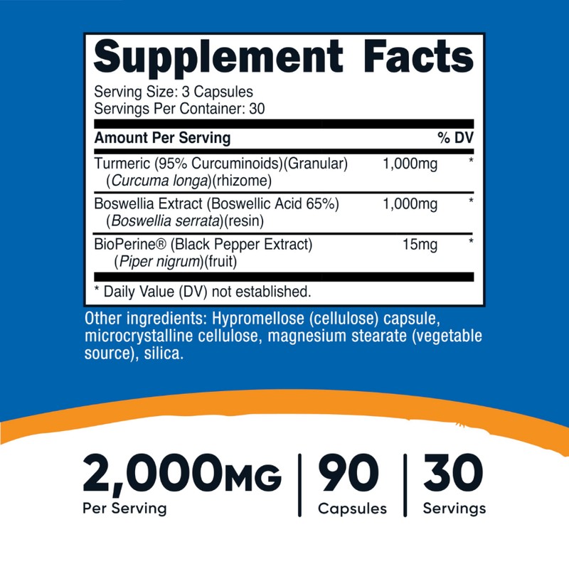 Nutricost Turmeric + Boswellia Supplement (2000mg) 90 Capsules - with
