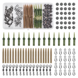 SHADDOCK Carp Fishing Helicopter Rig Accessories Kit Anti Tangle Sleeve Chod Running Rig Quick Change Swivels Clips Beads Fishing Gear Terminal Tackle Box (100pcs-A)