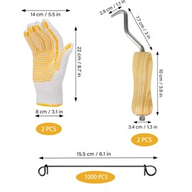 1000 Pcs Rebar Tie Wire-16 Gauge 6 Inch Double Loop Annealed Steel Rebar Ties with 2 Pcs Tying Tools & Protective Work Gloves for Gardening,Fencing,Construction,Concrete Reinforcement