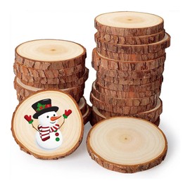 Unfinished Natural with Tree Bark Wood Slices 10 Pcs 4.7-5.5-Inch Disc Coasters Wood Coaster Pieces Craft Wood Kit Circles Crafts Christmas Ornaments DIY Crafts with Bark for Crafts Rustic Wedding