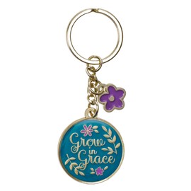 WITH LOVE Women's Keychain, Medallion Metal Design Inspirational Quote Key Ring, Teal, One Size