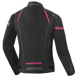 Bogotto Vysio Waterproof 3-in-1 Women's Motorcycle Textile Jacket, Black/Pink, 3XL