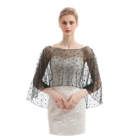 EllieHouse Womens Soft Tulle Bridal Scarf Evening Shawl Wedding Wraps Black CF40