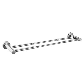 Retractable Towel Bar Flat Double Rod Bathroom Hand Towel Holder Stainless Steel Towel Rack Kitchen Towel Rail Adjustable from 15.1 to 24.4 Inch Wall Mounted Towel Rail with Screws | Polished Silver