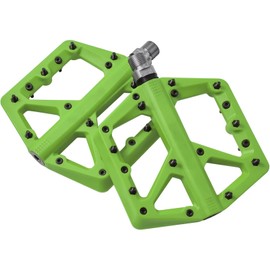 MTB Pedals, Large Platform with 18 Grippy Pins, Cr-Mo Spindle, Dual Bearings, Lightweight Nylon Fiber for BMX & MTB Bikes, 9/16 Green