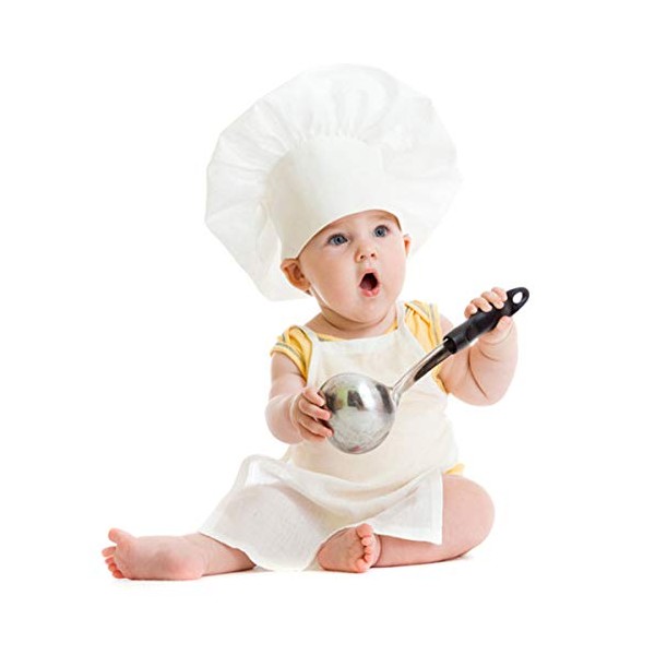 2pcs Baby Chef Costume Newborn Photography Photos Prop Outfits Hat + Apron for Boys Girls Photography Props