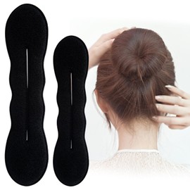 BEIQIYA 2pcs Sponge Hair Bun Maker for Women, Lazy Bun Shaper Curler Tool, Flexible Bun Updo Hair Accessories for Updos Ballet Buns French Twists- Black