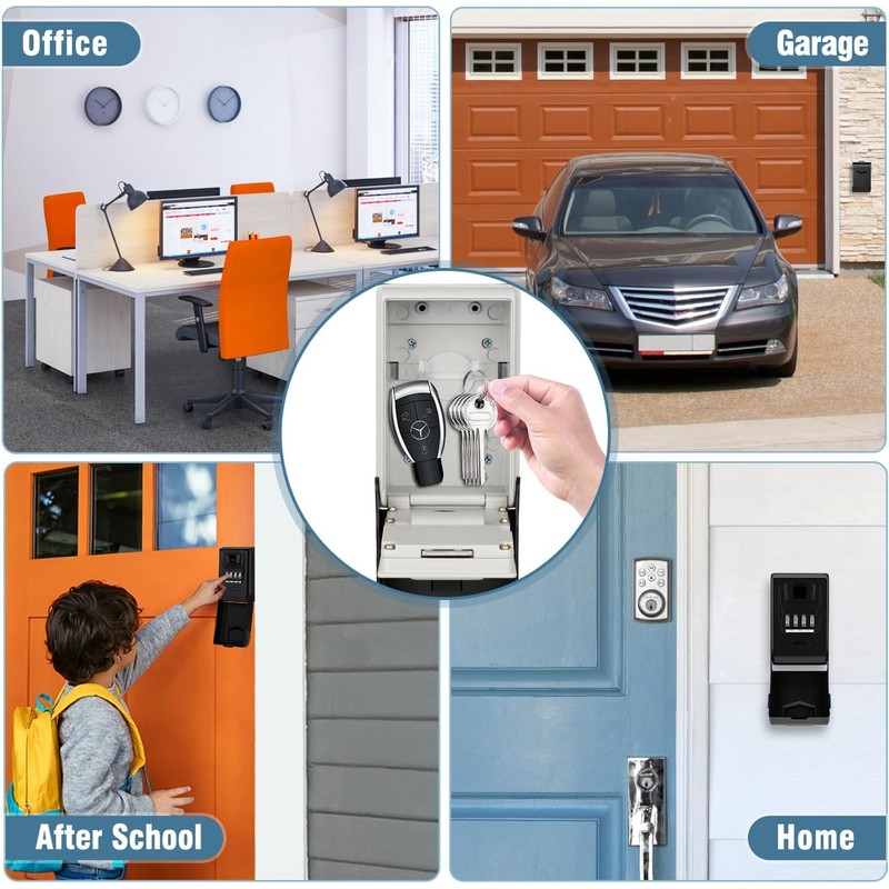 HUANLANG Key Lock Box Wall Mount,Outdoor Combination Lock Box with