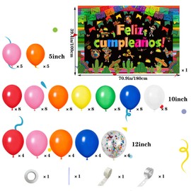 Mexican Themed Party Decorations Fiesta Party Supplies Balloons Garland Arch Kit Feliz Cumpleanos Backdrop Tablecloth Cinco De Mayo Taco Cactus Avocado Llama Sombrero Mexican Theme Birthday Party Decor