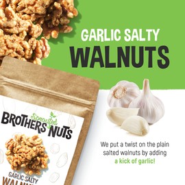 Brothers Nuts Garlic Salty Walnuts – Organic, Sprouted Walnuts – Healthy Keto Snack – Vegan, Gluten-Free, Kosher – No Preservatives 6 oz