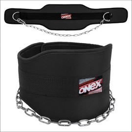 ONEX Dipping Belt Gym Powerlifting Weightlifting Back Vest Chain Support Belts - Fitness Strength Training Bodybuilding Dip Workout Exercise (BLK)