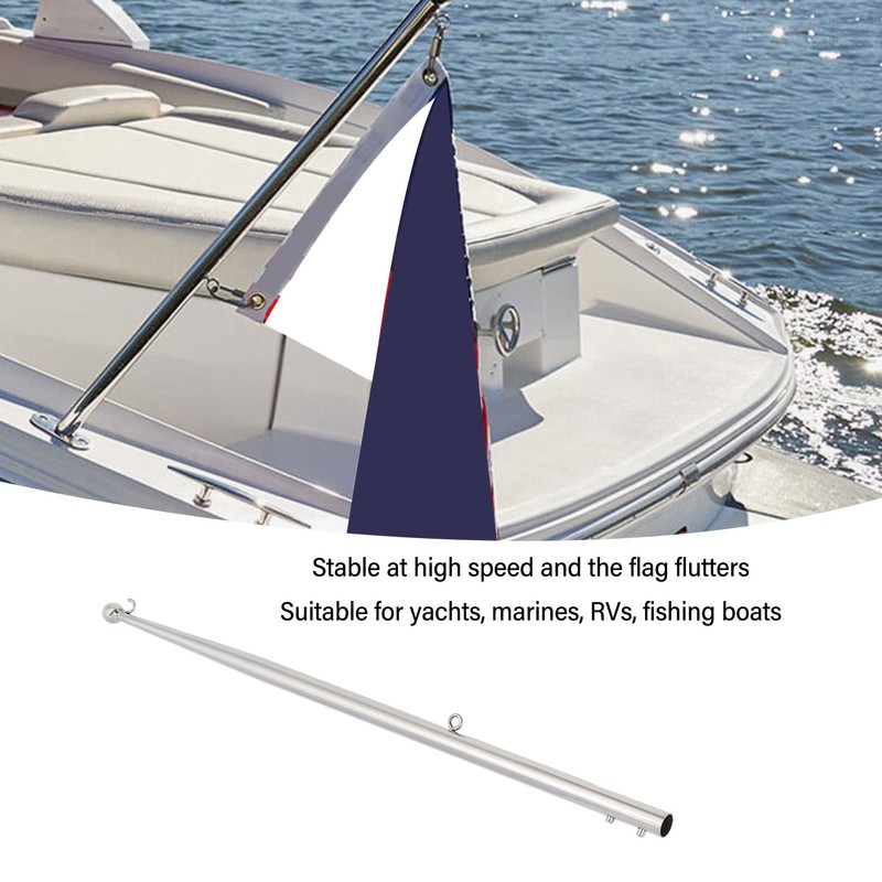 Boat Flag Pole 610mm Length Stable 316 Stainless Steel Rail