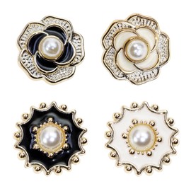 Penta Angel Hijab Magnetic Pins 4Pcs Small Flower No-Snag Multi-Use Pinless Safety Button with Magnets for Women Girls Clothes Hat Decor (4)