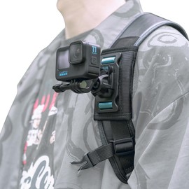 SUREWO Bag Backpack Shoulder Strap Mount with Universal Ball J Hook Compatible with GoPro Hero 12/11/10/9/8/7/(2018)/6/5 Black, DJI Osmo Action 3 and Most Action Cameras