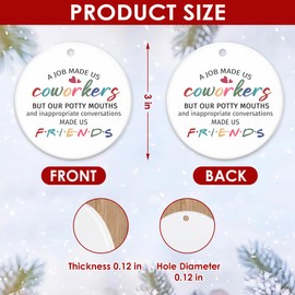 2023 Christmas Ornaments for Coworkers - Funny Ceramic Gifts for Work Best Friends and Women Friends - Christmas Decorations